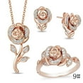 thumbnail image 2 of Wutalume 1Set Fashion Rose Crystal Jewelry - Set Earring Pendant Necklace Ring for Women Rose Gold Wedding Anniversary Valentine's Gift 3 Pieces,D, 2 of 8
