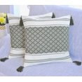 thumbnail image 2 of Decorative Plaid Boho Tassels Throw Pillow Covers Olive Green, 20x20 inch -Set of 2 / Designer Woven Checkered Cushion Covers for Couch/ Farmhouse Accent Square Pillow Cases, 2 of 10