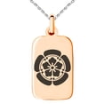 thumbnail image 1 of Stainless Steel Nobunaga Oda Samurai Crest Engraved Small Rectangle Dog Tag Charm Pendant Necklace, 1 of 1
