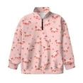 thumbnail image 4 of Uorisanigo Girls Half Zip Cropped Pullover Sweatshirt Loose Pink Piggy Long Sleeve Shirts Top Fall Spring Outfits Clothes Quarter Zipper Hoodies No Hood for Sports and Daily Wear, 4 of 7