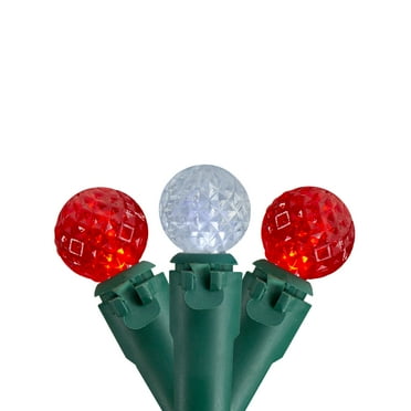 Northlight 50 Count Red and White LED G12 Berry Christmas Lights, 15.9 ft Green Wire
