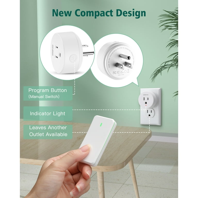 Stripoo Wireless Remote Control Switch Outlet Kit,No Wiring Wall Mounted Electric Light Power Switch Plug100~300FT Long Range Household Electrical