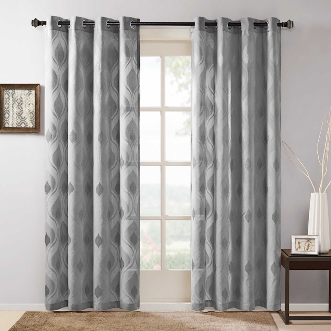 Madison Park Adele 95 Inch Grommet Top Window Curtain Panel In