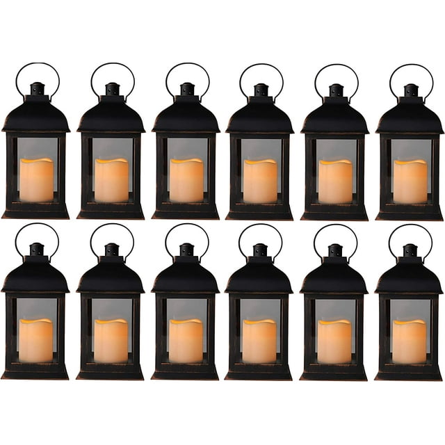 10" Vintage Rustic Decorative Electric Candle Lantern Lamp with LED
