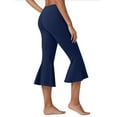 thumbnail image 6 of biudgviw Womens Dress Capri Yoga Pants Ruffle Business Work Cropped Pants Office Pull on Capris Vacation Bell Bottom Leggings with Pockets, 6 of 7