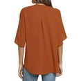thumbnail image 4 of Uhndy Women Summer Casual Tops Shirts V Neck Blouse Casual Chiffon Blouses Loose Tunic Short Sleeve Tops Holiday Work Baggy T Shirts Pullover orange 2XL, 4 of 4