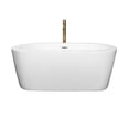 thumbnail image 2 of Mermaid 60 Inch Freestanding Bathtub in White with Polished Chrome Trim and Floor Mounted Faucet in Brushed Gold, 2 of 4
