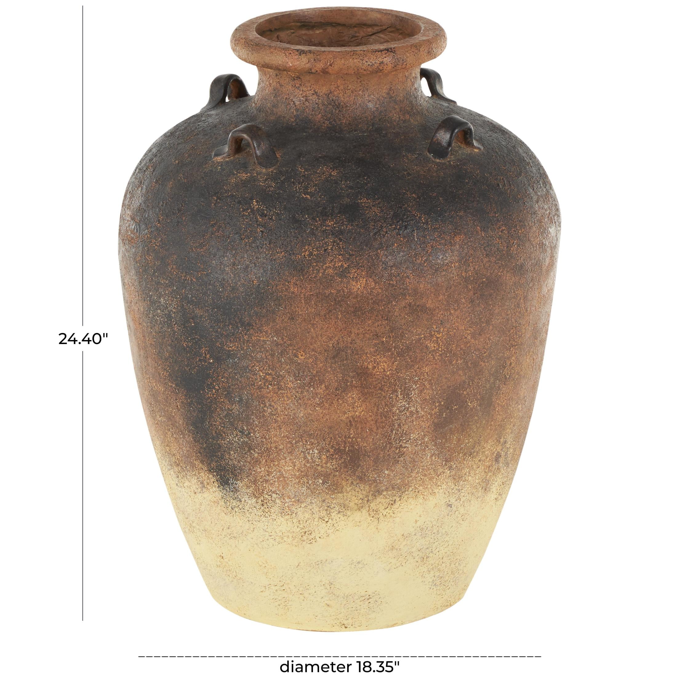 DecMode 24" Textured Ombre Antique Amphora Copper Magnesium Oxide Vase