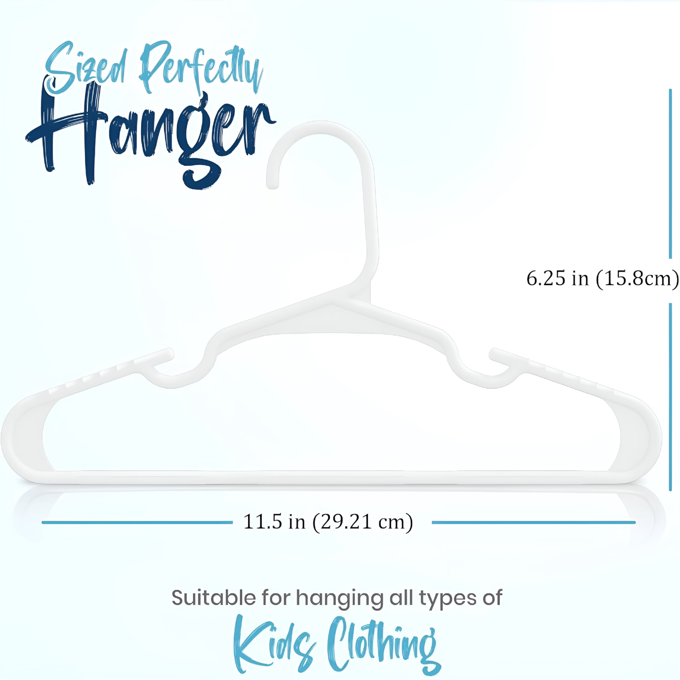 XIBUFE 60 Pack Kids Hangers-11.5 Inch Plastic Baby Hangers for Closet-Childrens Hanger for Clothes&Infant Hanger for Closet (White)