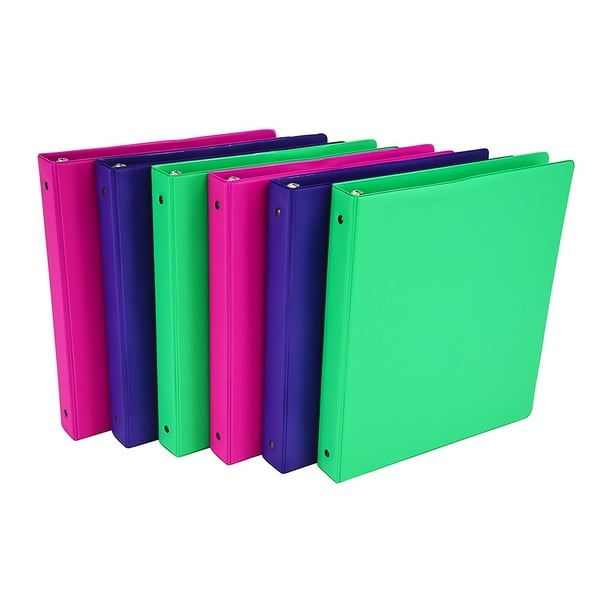 Fashion Color 3 Ring Storage Binders, 1 Inch Round Ring, Assorted