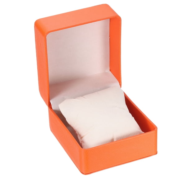 Single Watch Case, PU Leather Watch Travel Storage Box with Removable Cushion, Orange,