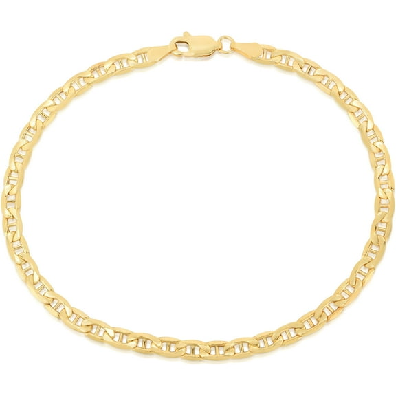 Floreo 10k Yellow Gold 2.3mm Solid Anchor Mariner Mirror Chain Anklet, 10 Inch