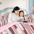 thumbnail image 4 of Erosebridal Modern Stripes Full Size Comforter Sets,Minimalist Geometric Lines Bedding Comforter Set,Pink Reversible,3pcs,1 Comforter and 2 Pillowcases, 4 of 7