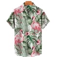 thumbnail image 4 of Camisa hawaiana con estampado 3D de flamencos de jungla tropical para hombre, blusa holgada de manga corta de verano estilo urbano de estilo Harajuku con solapa y botones, 4 of 5