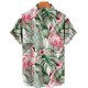 thumbnail image 4 of Camisa hawaiana con estampado 3D de flamencos de jungla tropical para hombre, blusa holgada de manga corta de verano estilo urbano de estilo Harajuku con solapa y botones, 4 of 5