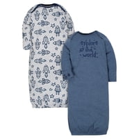 Organic Cotton Rib Lap Shoulder Gowns, 2pk (baby Boy)
