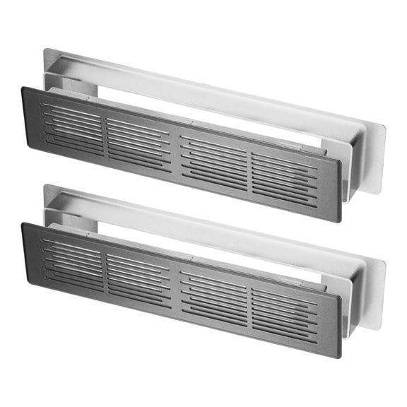 7.2 x 1.3 Inch Air Vent Cover, 2 Pack Heavy Duty Plastic Two Sided Ventilation Grille Door Louver Vent for Cabinet Door Wardrobe Ceiling Floor, Gray