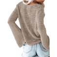 thumbnail image 3 of Long Sleeve Hollow-Up V-Neck Women Drawstring Knit Sweater Tops, 3 of 4