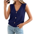 thumbnail image 5 of Wyongtao Womens Sweater Vest Knitted V Neck Sleeveless Button Down Cardigan Lightweight Casual Trendy Fall Clothes (2XL, Navy), 5 of 7