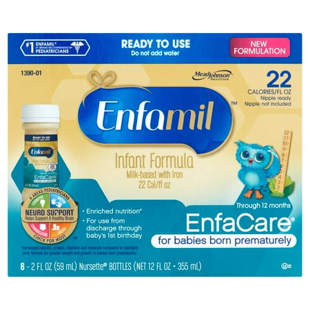 Enfamil EnfaCare à base de lait avec fer pour nourrissons, à travers 12 mois, 2 fl oz, 6 pack