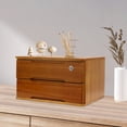 thumbnail image 4 of 1 PCS Lockable 2 Tiers Wood Yellow Wooden Desktop Storage Box, Desk Organizer with 1 Locker, Desktop Storage Box with Lockable Drawers, 4 of 12
