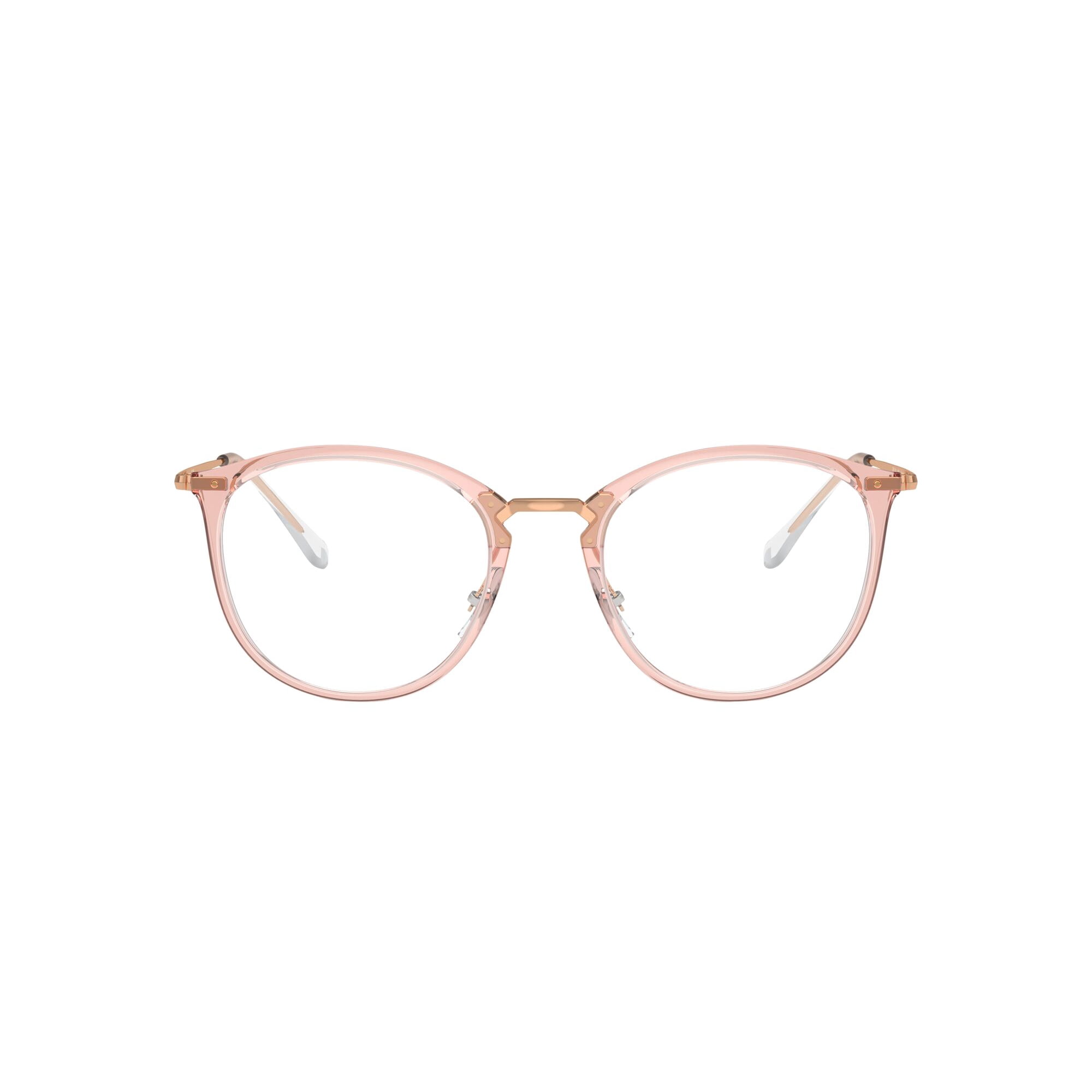 Ray-Ban Unisex Size 51 Rectangular Prescription Eyeglasses with Case, Transparent Pink/Demo Lens