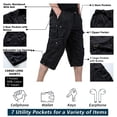 thumbnail image 5 of Men's Capri Pants Twill Elastic Below Knee Cargo Shorts with 7 Pockets 3/4 Capri Long Shorts, 5 of 9