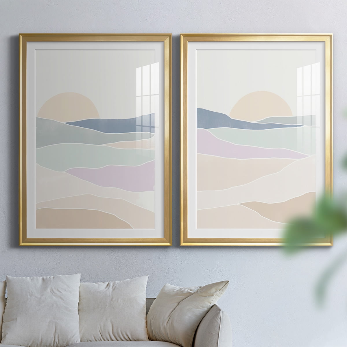 Wexford Home Wave Tableau I Premium Framed Print, 26.5" x 36.5" - Ready to Hang, Gold (Set of 2)