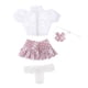 thumbnail image 5 of Accesorios para trajes de muñecas para niñas a escala 1:6, accesorios de decoración para muñecas, camisa de muñeca, falda plisada Rosa, 5 of 6