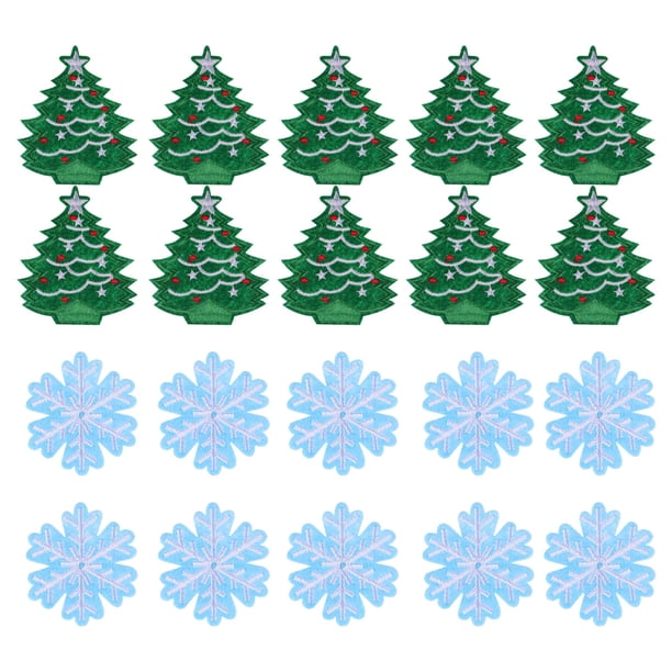 20 piezas parches bordados de Navidad apliques de árbol de Navidad accesorios de ropa