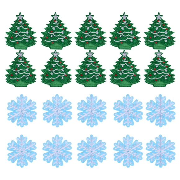 20 piezas parches bordados de Navidad apliques de árbol de Navidad accesorios de ropa
