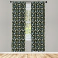 thumbnail image 2 of Ambesonne Fantasy Curtains, Bird Snake Flower Butterfly, Pair of 28"x95", Pale Blue Amber and Ginger, 2 of 4