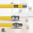 thumbnail image 2 of Highcraft GUHD-ZD14-72J Gas Line Hose 3/8'' O.D. x 72'' Length with 0.38 in. FIP x MIP Fitting, Yellow Coated Stainless Steel Flexible Connector, 72 Inch, 2 of 4