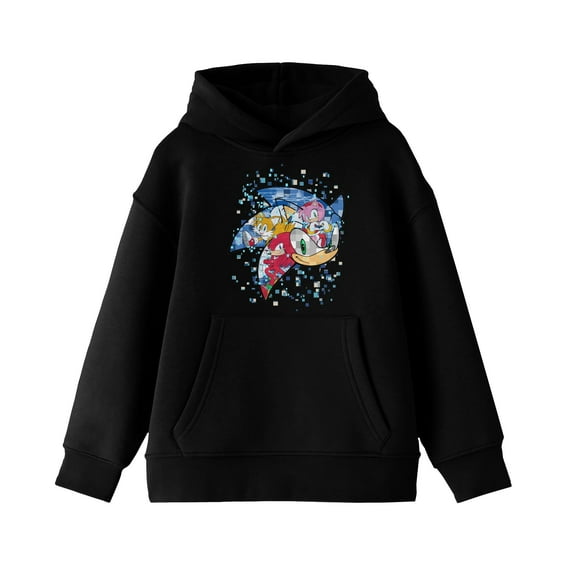 Sonic The Hedgehog Modern Mosaic Art Boy's Black Sweatshirt-Medium