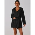 thumbnail image 2 of DARING DIVA Fuzzy Hooded Plush Bath Robe Mini Bathrobe XS Black, 2 of 6