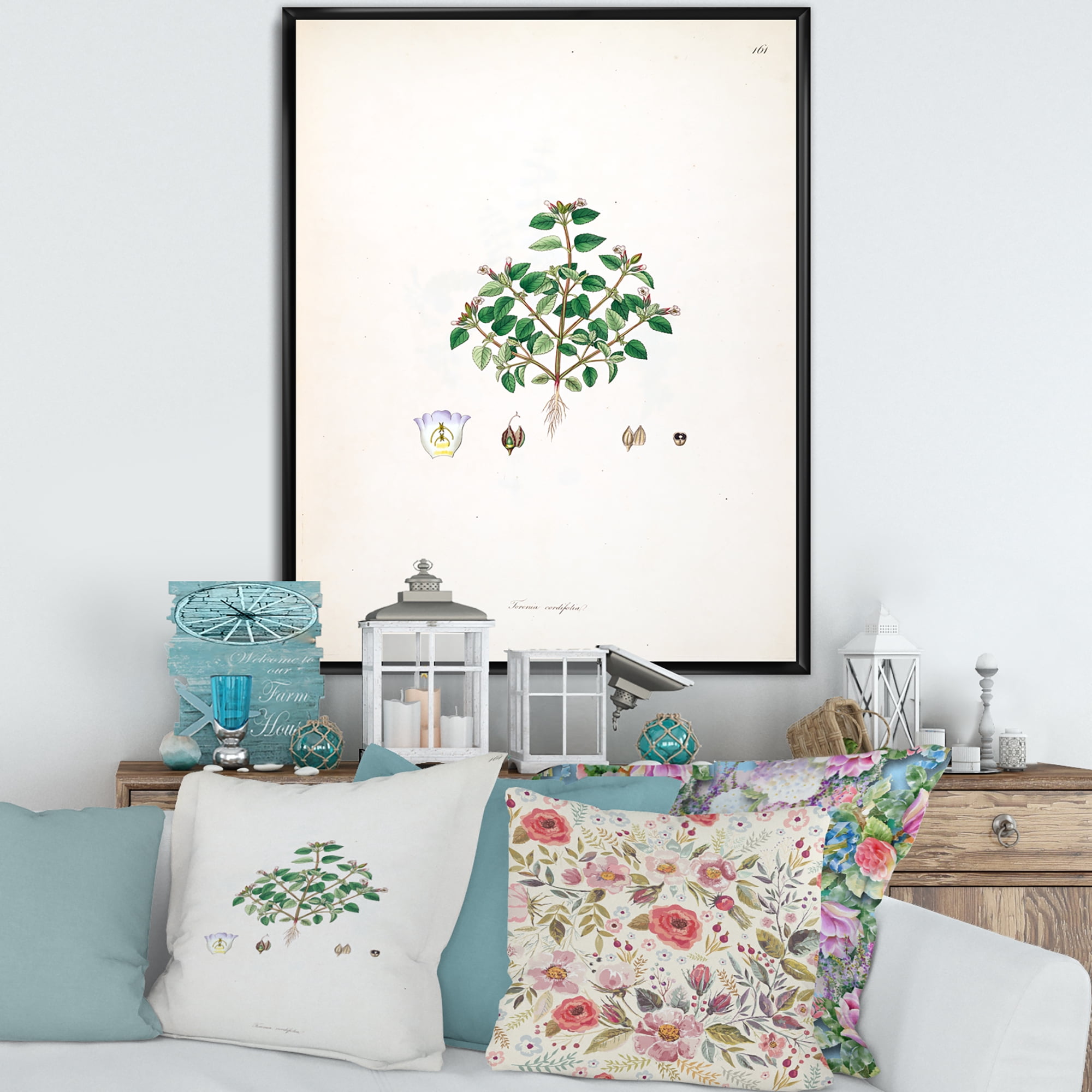 Designart 'Ancient Plant Life XIII' Farmhouse Framed Canvas Wall Art Print