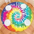 thumbnail image 2 of Colorful Tie Dye Pattern Round Fitted Tablecloth with Elastic Edge,Dining Table Cover Waterproof,Outdoor Round Tablecloth for Camping,Dining,Indoor and Outdoor, 2 of 7