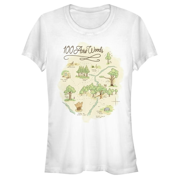 Junior's Winnie the Pooh 100 Acre Woods Map Graphic Tee White X Large