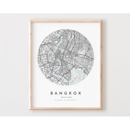 Kna Prints - 1 Pc Poster Bangkok Map Print, Bangkok Map City Wall Art, Bangkok Road Map, Bangkok Print Street Map Decor, Office Gift, L36V4, UNFRAMED-12x18