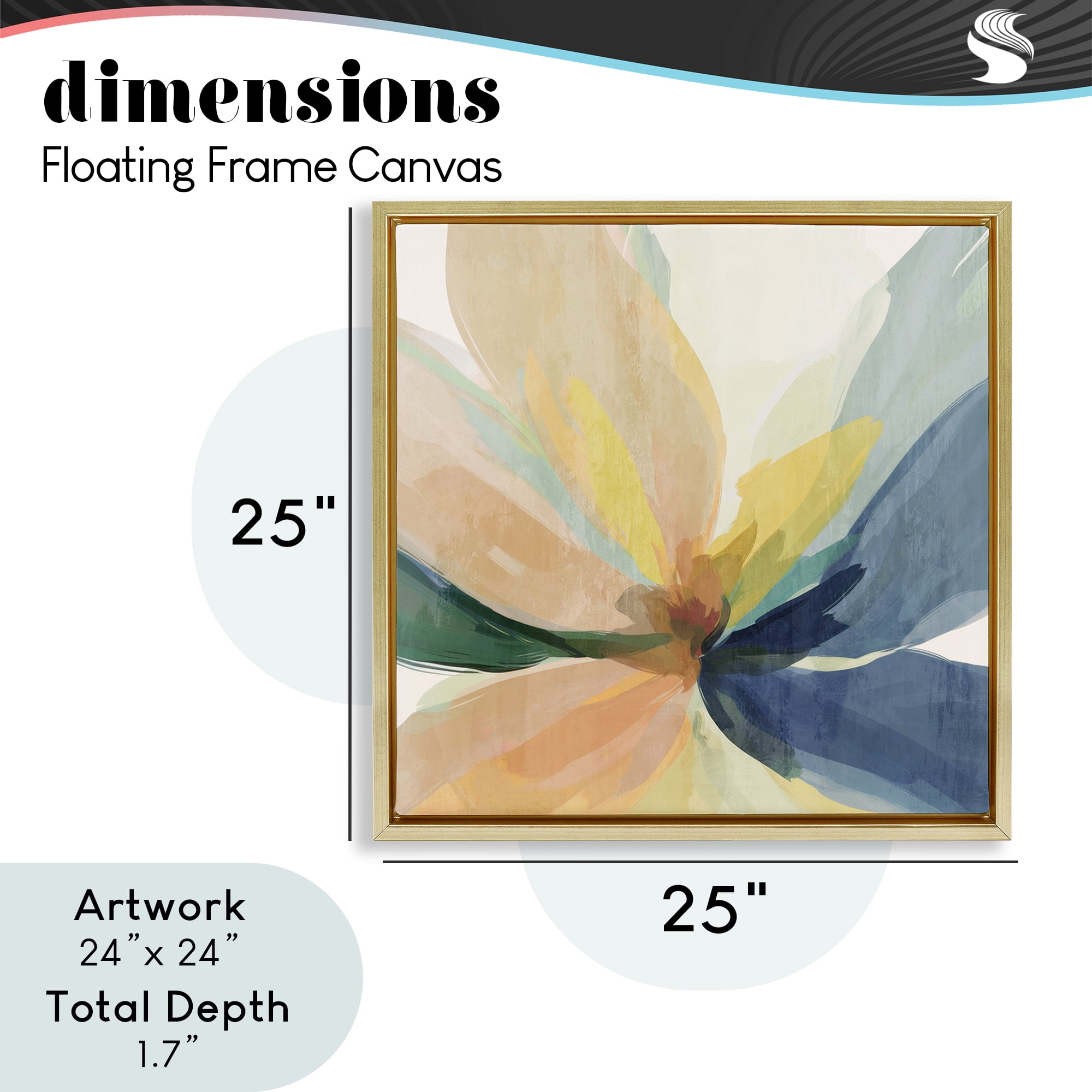 Flared Abstract Neutral Petals Gold Framed Floater Canvas Wall Art, design by Irena Orlov