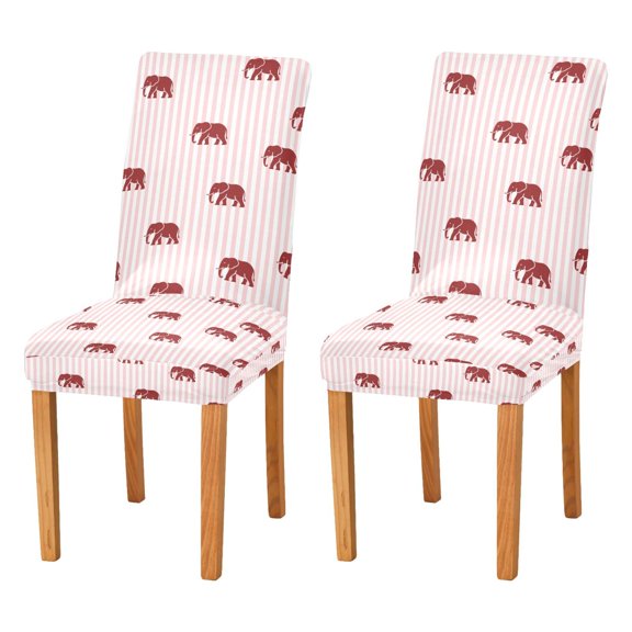 Yayeee 2 Pack Dining Chair Covers Stretch Parson Chairs Slipcovers Seat Protector, Cartoon Elephant Pattern