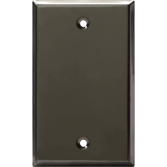 ENERLITES Blank Device Metal Wall Plate, Corrosion Resistant, Standard Size 1-Gang, Stainless Steel 201, 7701-PBK, Polished Black