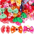 thumbnail image 1 of 50 Pcs Dog Bows with Rubber Bands Cat Hair Bows Multicolor Rhinestones Beads Decorated Bows for Pet, 1 of 8