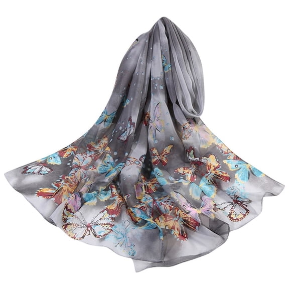TELOLY 160*50Cm Women Flower Print Long Soft Wrap Scarf Simulation Silk Shawl Scarves womens shawl