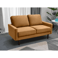 thumbnail image 2 of Koby Home's X Collection Morrison Modern Loveseat, Upholstered in Performance Velvet with Track Arms, Cushion Back, and Wooden Legs, 2-Seater for Small Space, Ginger Orange Color, 2 of 4