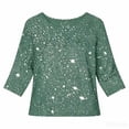 thumbnail image 5 of ClodeEU Women's Round Neck 3/4 Sleeve Sequin Blouse ,Casual Loose Fit Tee Top Green,Women's Plus L, 5 of 5