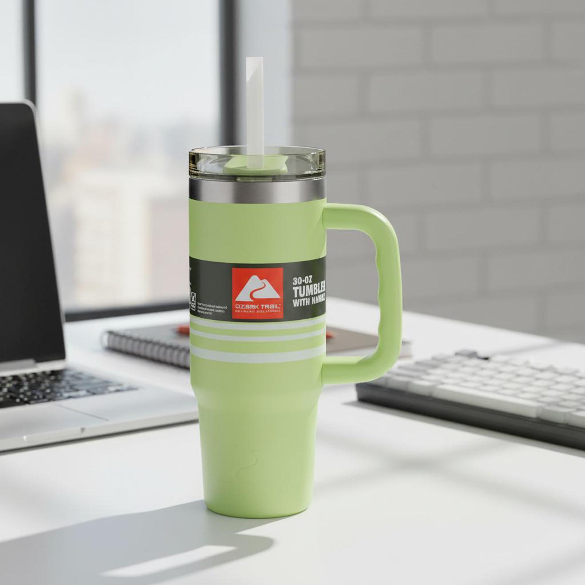 Vaso Térmico de Acero Inoxidable de 30 oz con Asa Ozark Trail, Rayas Lima Sónica 3