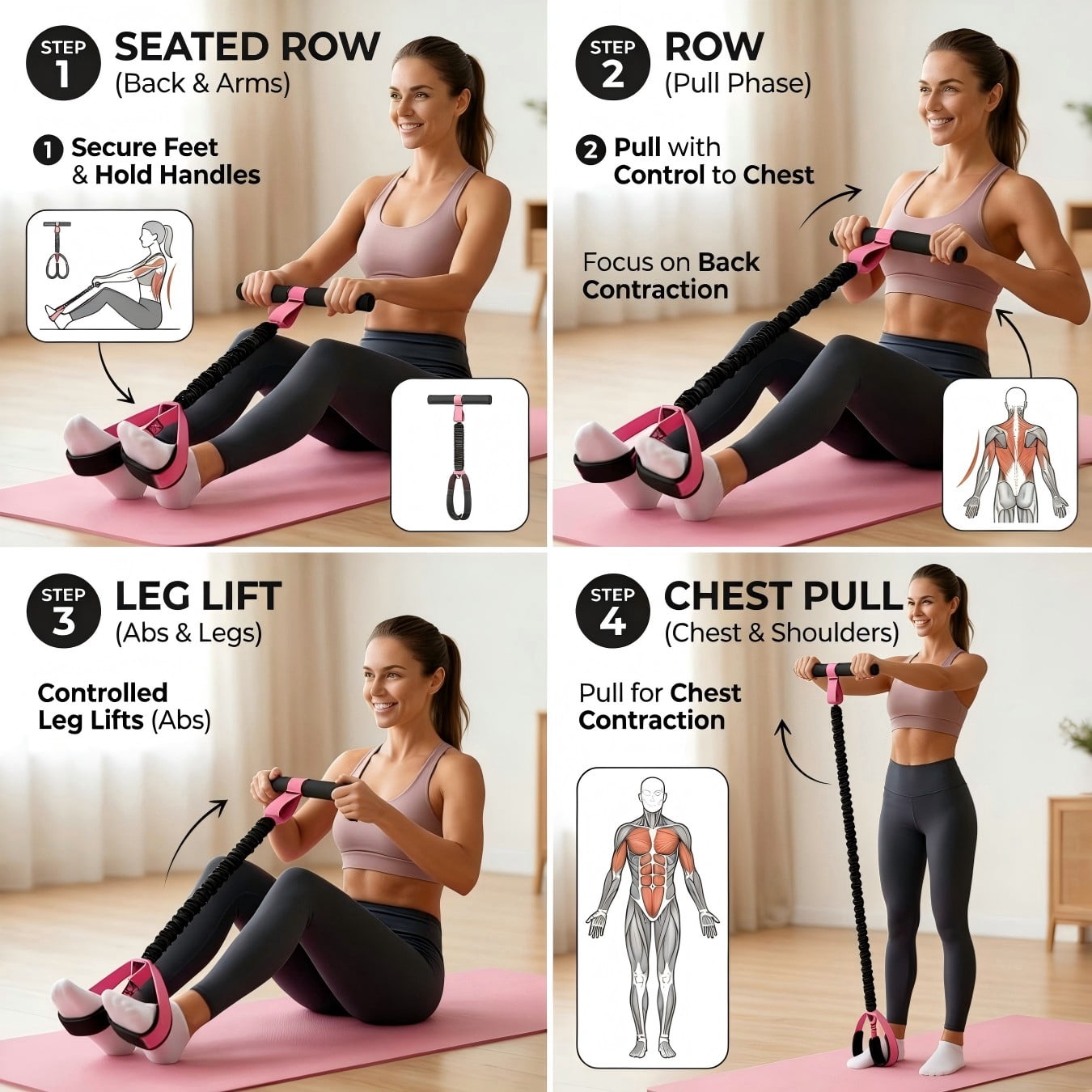 Topkech Pedal Resistance Band with Handle for Home Fitness