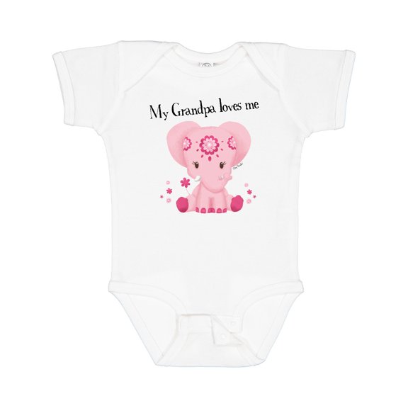 Inktastic Aditi My Grandpa Loves Me Pink Elephant Beautiful Girls Baby Bodysuit