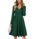 thumbnail image 2 of Vestido De Mujer Con Cuello En V, Elegante, Cómodo, Cintura Ajustada, Color Puro, Vestido De Línea A Para Citas Para El Trabajo ANGGREK Verde M, 2 of 5